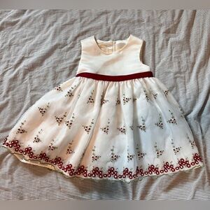 White Dress with Red Floral Embroidery